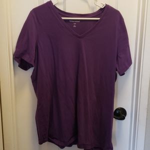 Purple V-neck Woman Within T-shirt L (18-20)